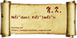 Nádasi Kálmán névjegykártya